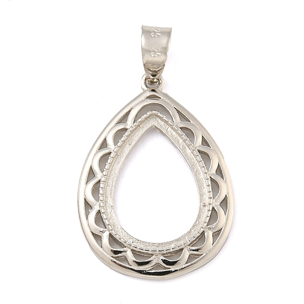 

PandaHall 925 Sterling Silver Pendant Setting with Prongs Mounting, Open Back Settings, Teardrop, Real Platinum Plated, 21.5x15x2mm, Hole...