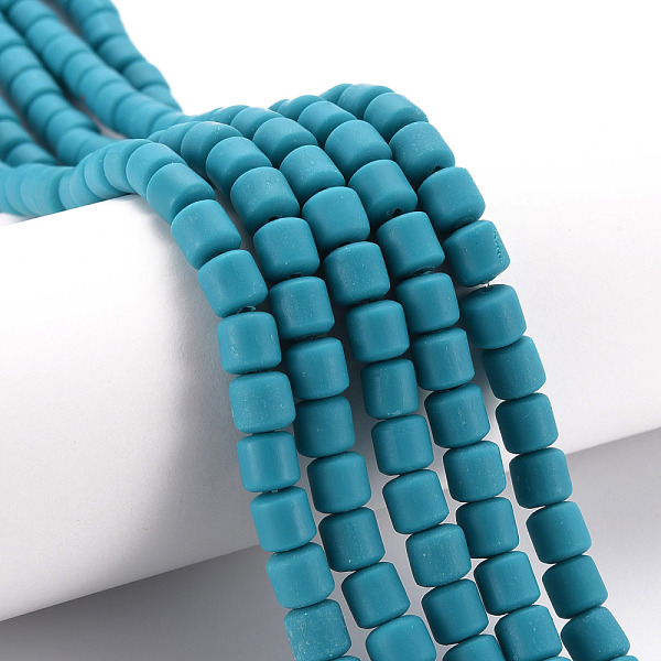 

PandaHall Polymer Clay Bead Strands, Column, Dark Turquoise, 5~7x6mm, Hole: 1.5~2mm, about 61~69pcs/strand, 15.74 inch Polymer Clay Column