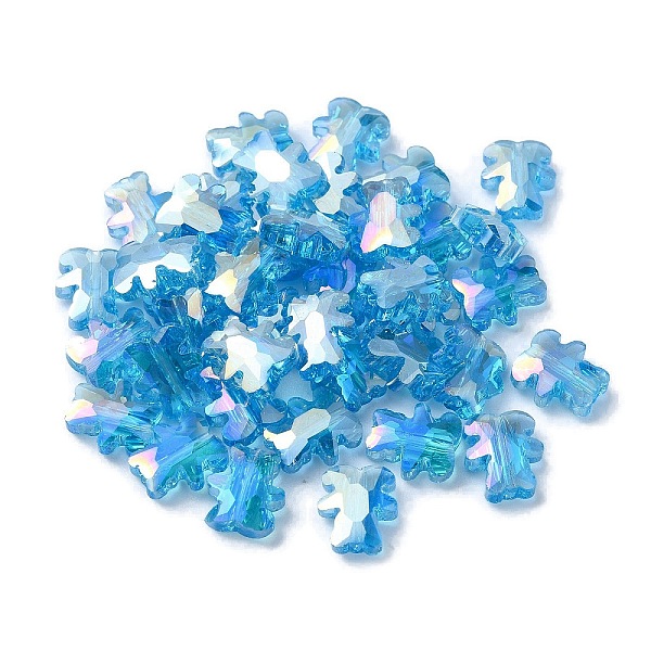 

PandaHall Electroplate Glass Beads, AB Color Plated, Bear, Deep Sky Blue, 9.5x8.5x4mm, Hole: 1.2mm Glass Bear