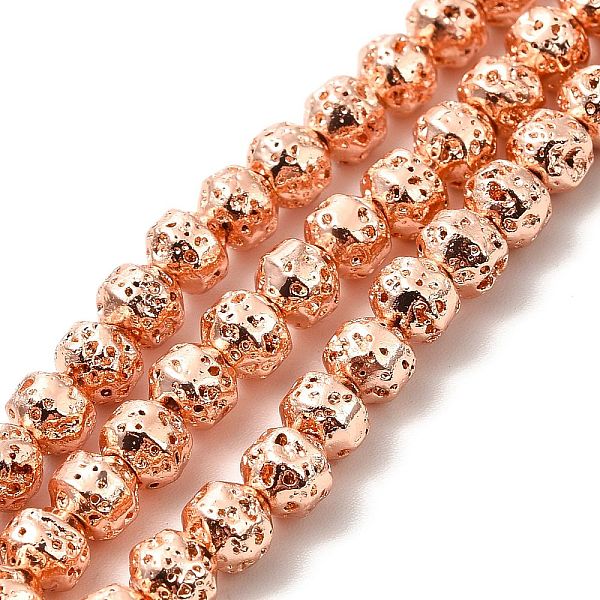 

PandaHall Electroplated Natural Lava Rock Beads Strands, Bicone, Rose Gold Plated, 4x5mm, Hole: 0.8mm, about 90~92pcs/strand, 15.75 inch...