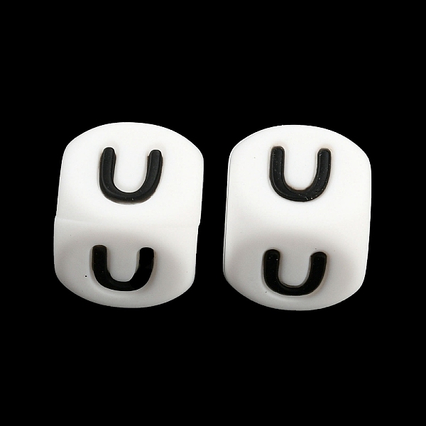 

PandaHall 20Pcs White Cube Letter Silicone Beads 12x12x12mm Square Dice Alphabet Beads with 2mm Hole Spacer Loose Letter Beads for Bracelet...