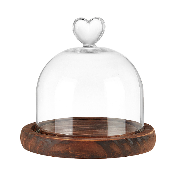

PandaHall Round Glass Display Dome Cloche, Mini Glass Cloche Dome Clear Bell Jar Cloche Plant Terrarium Decor with Wood Base 11.2cm×11.2cm...