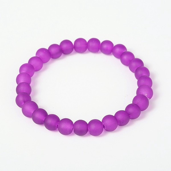 

PandaHall Stretchy Frosted Glass Beads Kids Bracelets for Children's Day, Purple, 42mm Glass Purple