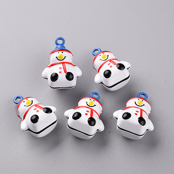

PandaHall Baking Painted Brass Bell Pendants, Christmas Snowman, Red, 24x18x13.5mm, Hole: 2mm Brass Others Red