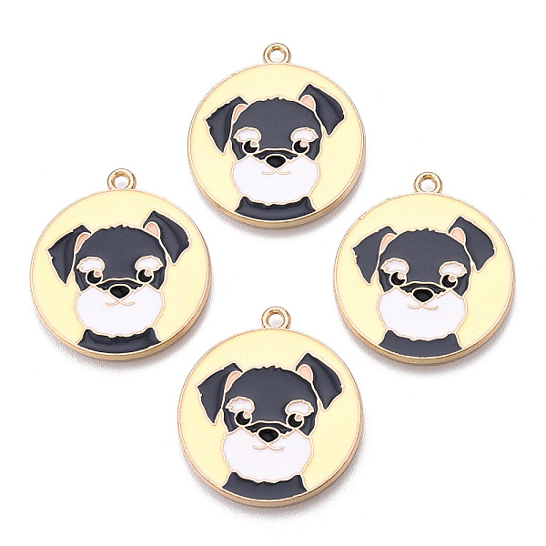 

PandaHall Eco-Friendly Alloy Enamel Pendants, Cadmium Free & Lead Free & Nickel Free, Flat Round with Dog, Light Gold, Gray, 28x25x1.5mm...