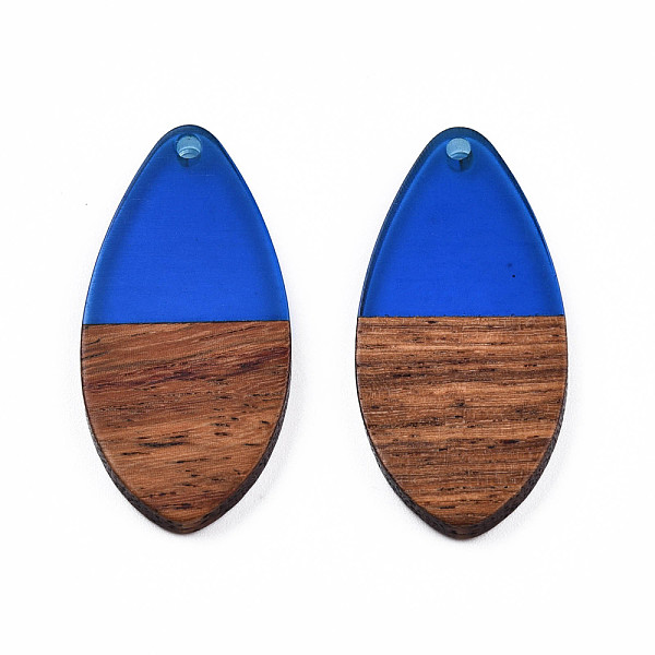 

PandaHall Transparent Resin & Walnut Wood Pendants, Teardrop Shape Charm, Blue, 38x18x3mm, Hole: 2mm Resin+Wood Teardrop Blue