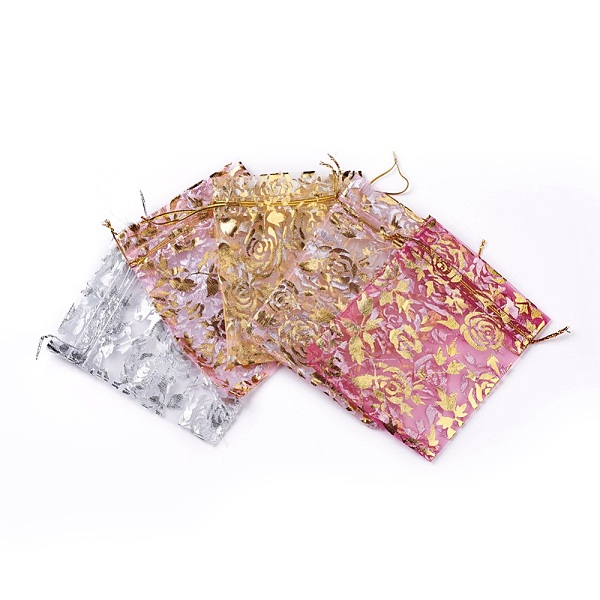 

PandaHall Rose Printed Organza Bags, Wedding Favor Bags, Favour Bag, Gift Bags, Rectangle, Mixed Color, 12x10cm, 5pcs/color, 25pcs/set..., Multicolor