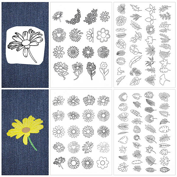 

PandaHall CRASPIRE 109Pcs 4 Sheets Flowers Daisy Water Soluble Embroidery Stabilizers Hand Sewing Stick and Stitch Transfers Paper Wash Away...
