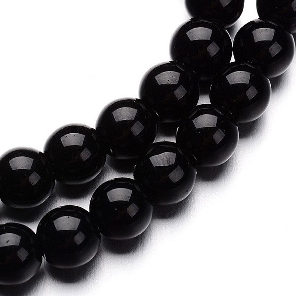 

PandaHall Glass Round Bead Strands, Black, 8mm, Hole: 1mm, about 40pcs/strand, 11 inch Glass Round Black