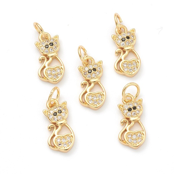 

PandaHall Brass Clear Cubic Zirconia Charms, Long-Lasting Plated, with Jump Ring, Cat, Mixed Color, 14x7x2mm, Hole: 3.5mm Brass+Cubic...