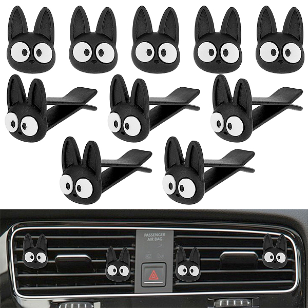 

PandaHall HOBBIESAY 20Pcs Playful Cat Head Air Vent Clips Resin Car Interior Air Freshener Clamps Automotive Air Conditioning Outlet Clips..., Black