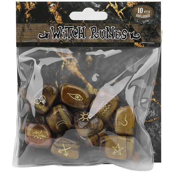 

PandaHall Natural Tiger Eye Rune Stones, Tumbled Stone, Healing Stones for Chakras Balancing, Crystal Therapy, Meditation, Reiki, Divination...