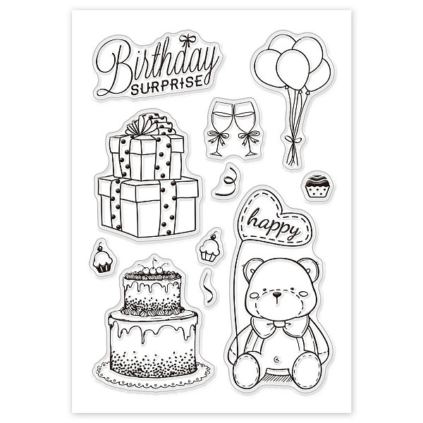 

PandaHall PVC Plastic Stamps, for DIY Scrapbooking, Photo Album Decorative, Cards Making, Stamp Sheets, Birthday Themed Pattern, 16x11x0.3cm...