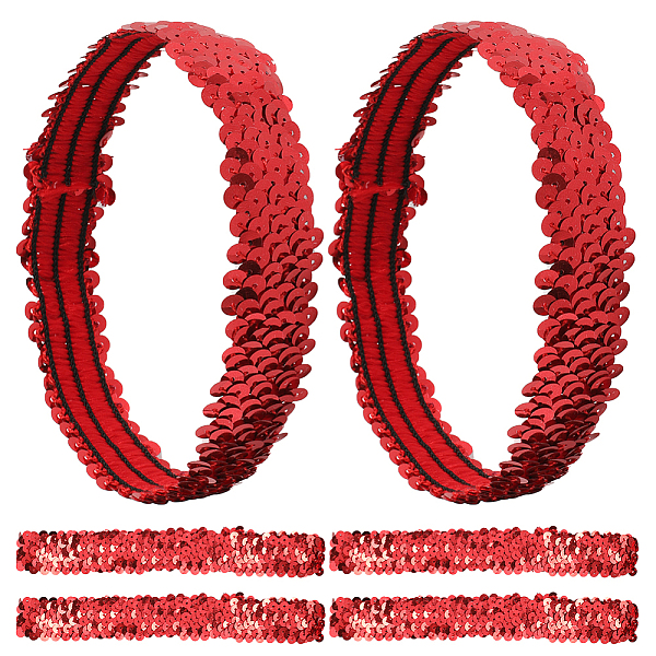 

PandaHall Wide Stretch Sparkling Headband, Elastic Sequin Headband, Hair Accessories for Girls, Red, 172x29x1.4mm Cloth Red