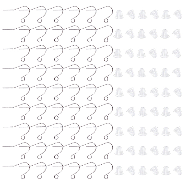 

PandaHall DICOSMETIC 400Pcs Stainless Steel Earring Hooks Kit 2mm Hole Loop French Wire Hooks with 400Pcs Plastic Earring Backs for DIY...