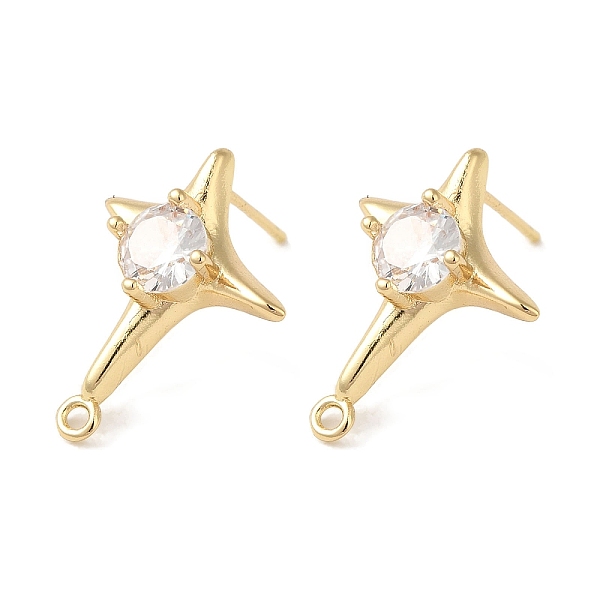 

PandaHall Brass with Clear Cubic Zirconia Stud Earring Findings, Star, Real 14K Gold Plated, 21x16mm, Hole: 1.4mm, Pin: 0.5x14mm Brass+Cubic...