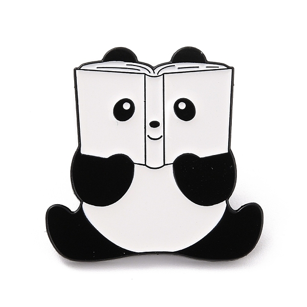 PandaHall Panda with Book Enamel Pin, Animal Alloy Enamel Brooch for Backpack Clothes, Electrophoresis Black, White, 27x27x10mm, Pin: 1mm...