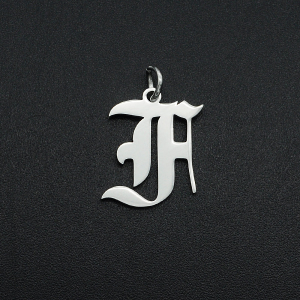 

PandaHall 304 Stainless Steel Pendants, with Jump Ring, Old English, Letter, Laser Cut, Stainless Steel Color, Letter.F, 16.5x14x1mm, Hole...