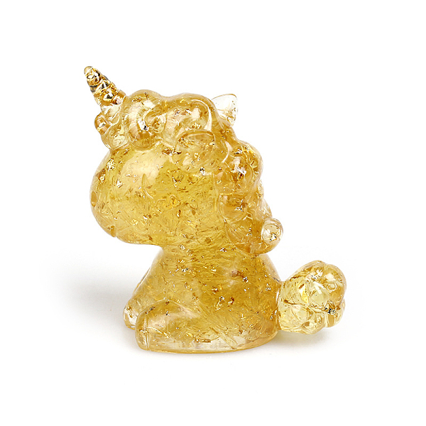 

PandaHall Resin Unicorn Figurine Home Decoration, with Natural Citrine Chips Inside Display Decorations, 40x67x75mm Citrine Unicorn