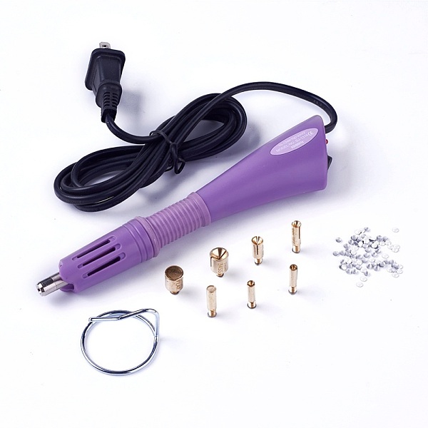 PandaHall Hotfix Rhinestone Applicator Tool, Type A Plug(US Plug), with Random Color SS16 Rhinestone, Medium Purple, 18.5x4x2.3cm Plastic...