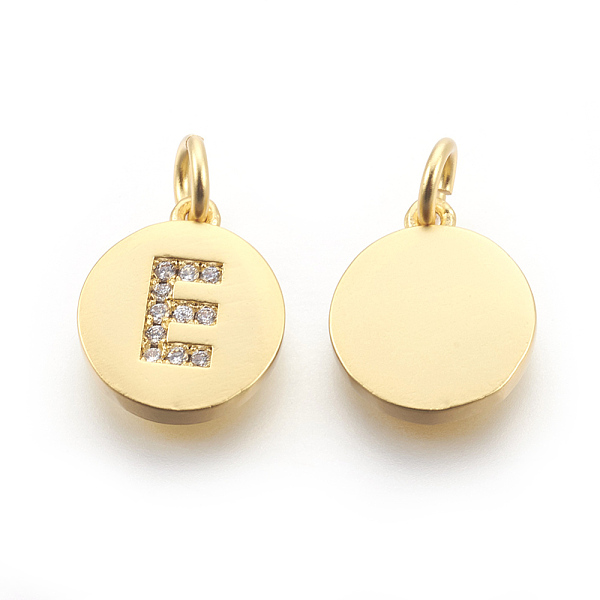 

PandaHall Eco-Friendly Brass Cubic Zirconia Charms, Letter Style, Long-Lasting Plated, Lead Free & Cadmium Free & Nickel Free, Flat Round..., Clear