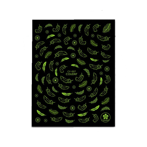 

PandaHall Noctilucent Nail Art Stickers, 3D Nail Decals, Self Adhesive, for Nail Tips Decorations, Feather Pattern, 103x80mm, Package Size..., Black