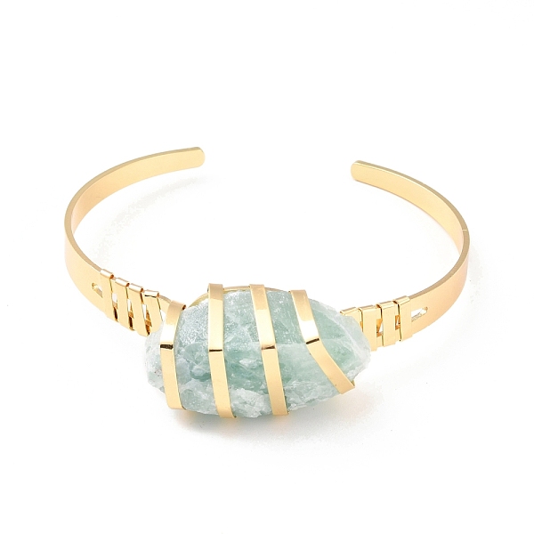 

PandaHall Natural Amazonite Horse Eye Beaded Cuff Bangle, Gemstone Wire Wrapped Open Bangle, Brass Jewelry for Women, Cadmium Free & Lead...
