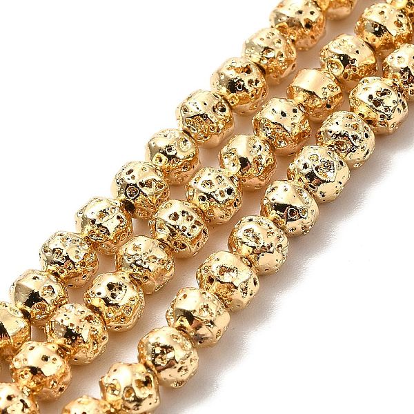 

PandaHall Electroplated Natural Lava Rock Beads Strands, Bicone, Light Gold Plated, 4x5mm, Hole: 0.8mm, about 90~92pcs/strand, 15.75 inch...