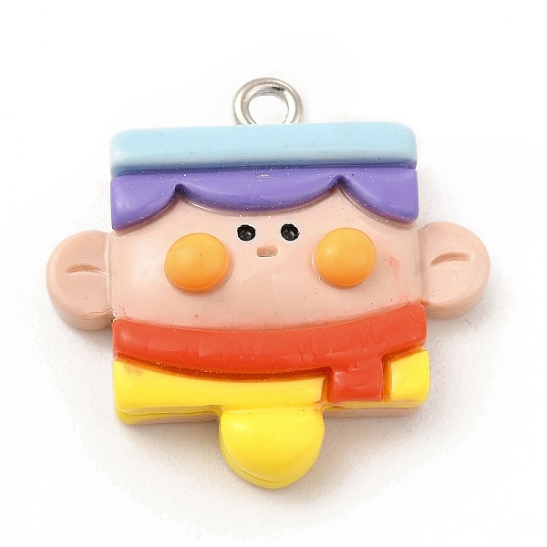 

PandaHall Opaque Resin Pendants, Human Charms, with Platinum Tone Iron Loops for DIY Necklace, Puzzle Shape, Boy Pattern, 23x24.5x5.5mm...