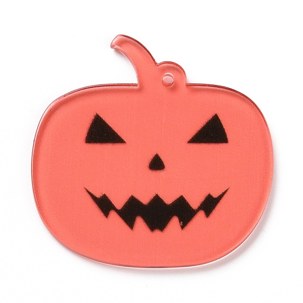 

PandaHall Halloween Translucent Acrylic Pendants, Pumpkin, Light Salmon, 34.5x35x2mm, Hole: 1.5mm Acrylic Pumpkin