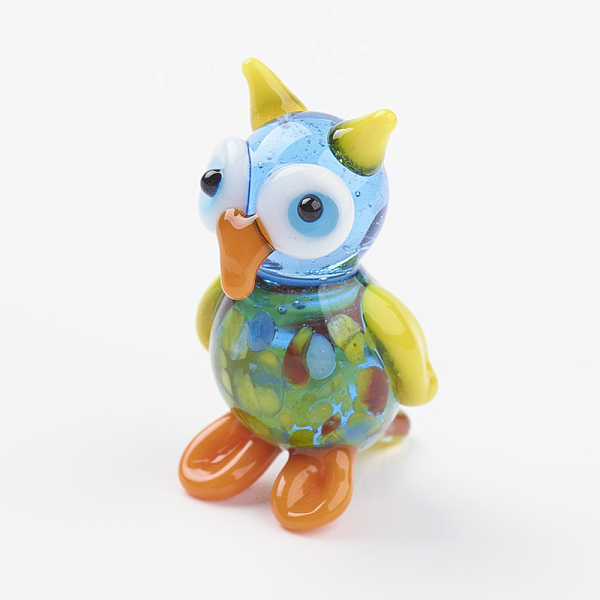 

PandaHall Home Decorations, Handmade Lampwork Display Decorations, Bird, Colorful, 24x10~13x10~13mm Lampwork Bird
