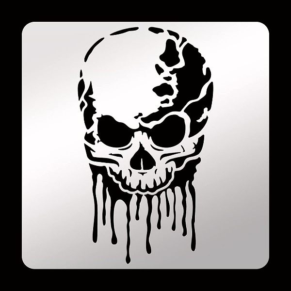 

PandaHall FINGERINSPIRE Skull Metal Stencil 15.6cm Square Metal Skull Pattern Stencil Stainless Steel Skull Stencil for Scrapbooking...