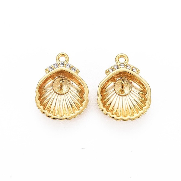 

PandaHall Brass Micro Pave Clear Cubic Zirconia Charms, Cadmium Free & Nickel Free & Lead Free, Shell, Real 18K Gold Plated, 14x10x3mm, Hole...
