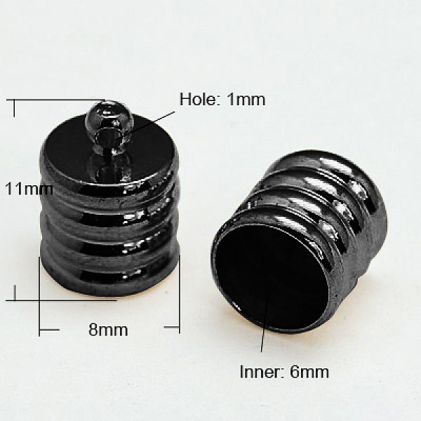 

PandaHall Brass Cord Ends, Gunmetal, 11x8mm, Hole: 1mm Brass