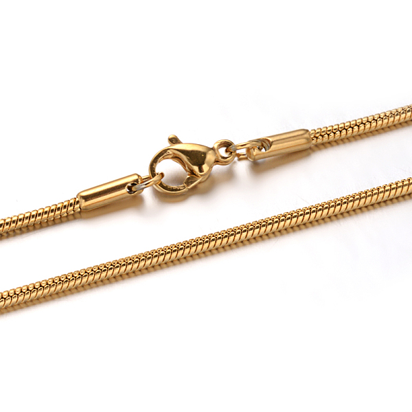 

PandaHall 304 Stainless Steel Snake Chain Necklaces, with Lobster Claw Clasps, Golden, 19.6 inch(50cm), 1.5mm 304 Stainless Steel