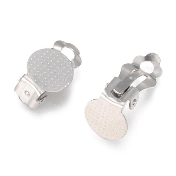 

PandaHall 304 Stainless Steel Clip-on Earring Findings, with Round Flat Pad, Flat Round, Stainless Steel Color, Tray: 9.8mm, 16x10x7mm 304...