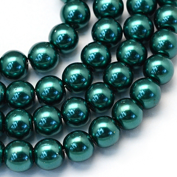 

PandaHall Baking Painted Pearlized Glass Pearl Round Bead Strands, Teal, 8~9mm, Hole: 1mm, about 100~105pcs/strand, 31.4 inch Glass Round..., Cyan