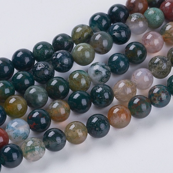 

PandaHall Natural Indian Agate Beads Strands, Round, 4mm, Hole: 1mm, about 43pcs/strand, 7.2 inch Indian Agate Round