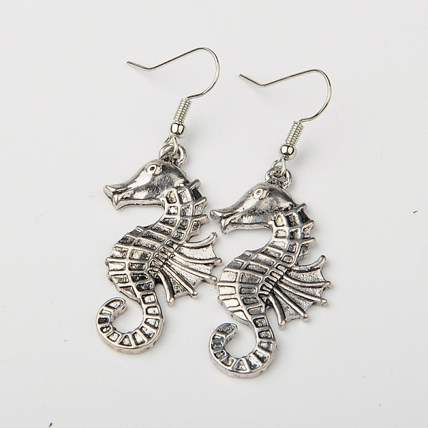 Tibetan Style Alloy Seahorse Earrings