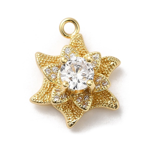 

PandaHall Rack Plating Brass Cubic Zirconia Pendants, Cadmium Free & Lead Free, Flower, Golden, 18.5x15.5x10mm, Hole: 1.8mm Brass+Cubic..., Clear