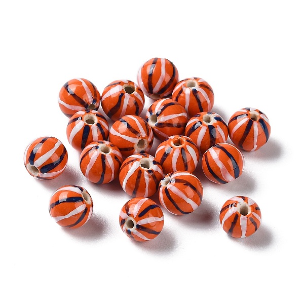 

PandaHall Handmade Porcelain Beads, Famille Rose Porcelain, Round, Dark Orange, 10mm, Hole: 1.6mm Porcelain Round