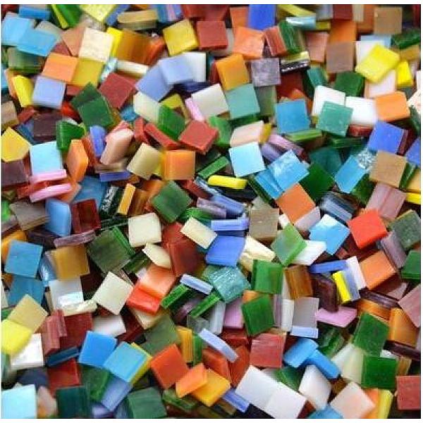 

PandaHall Glass Cabochons, Square, Mixed Color, 10x10x3mm Glass Square Multicolor