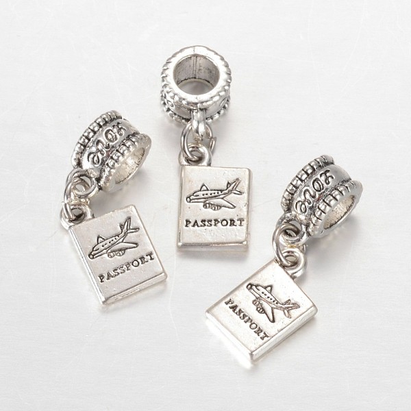 

PandaHall Rectangle with Word Passport Alloy European Dangle Large Hole Pendants, Antique Silver, 26mm, Hole: 4.5mm Alloy Rectangle