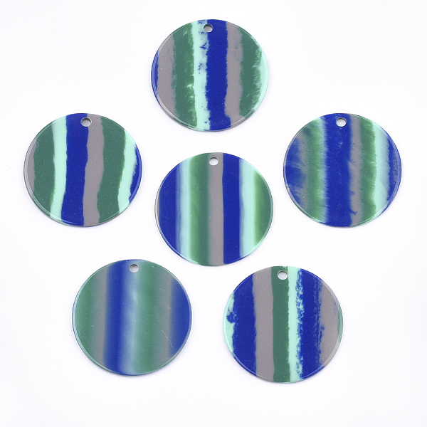 

PandaHall Resin Pendants, Flat Round, Stripe Pattern, Green, 30x1.5~2mm, Hole: 2mm Resin Flat Round Green