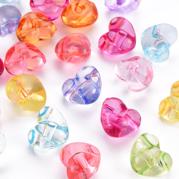 

PandaHall 1-Hole Transparent Acrylic Buttons, Heart, Mixed Color, 13x15x10mm, Hole: 2.5mm, about 518pcs/500g Acrylic Heart Multicolor