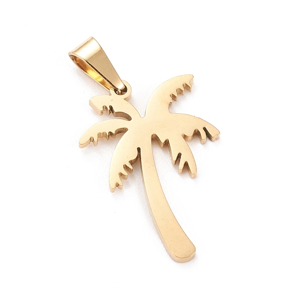 

PandaHall 304 Stainless Steel Pendants, Laser Cut, Coconut Palm Tree, Golden, 22x15x1mm, Hole: 5x3mm 304 Stainless Steel Tree