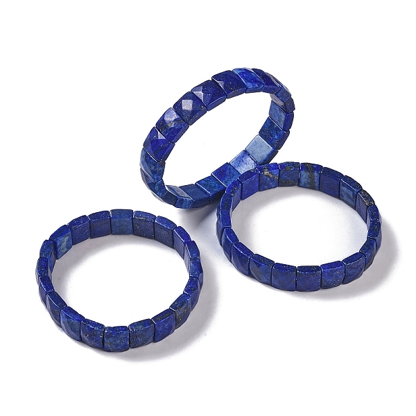 

PandaHall Natural Lapis Lazuli Stretch Bracelets, Faceted, Dye, Rectangle, 2-3/8 inch(6cm) Lapis Lazuli