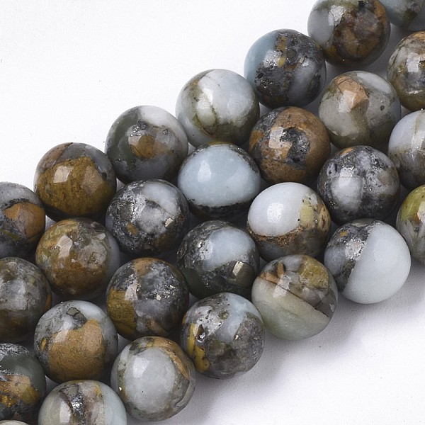 

PandaHall Assembled Synthetic Larderite Shoushan Tianhuang Stone and Aqua Terra Jasper Beads Strands, Round, 8mm, Hole: 1mm, about...