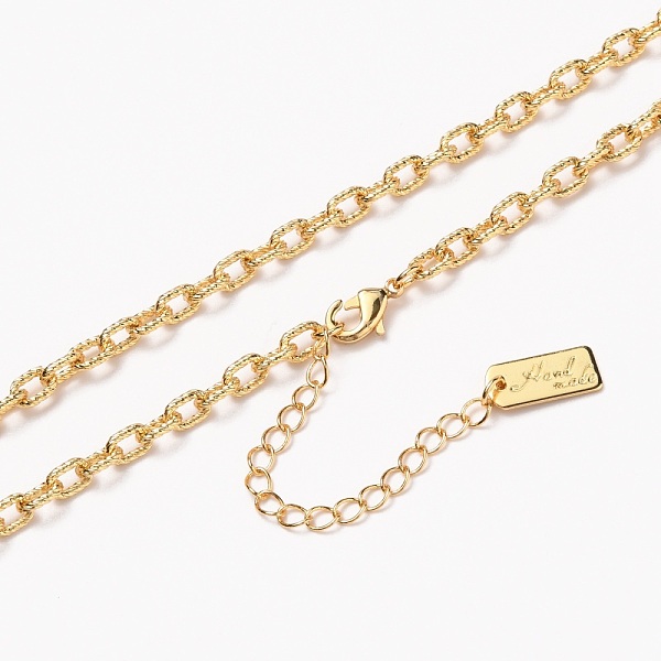 

PandaHall Brass Cable Chain Necklaces, with Lobster Claw Clasps, Long-Lasting Plated, Textured, Word Hand Made, Real 18K Gold Plated, 20-1/4...