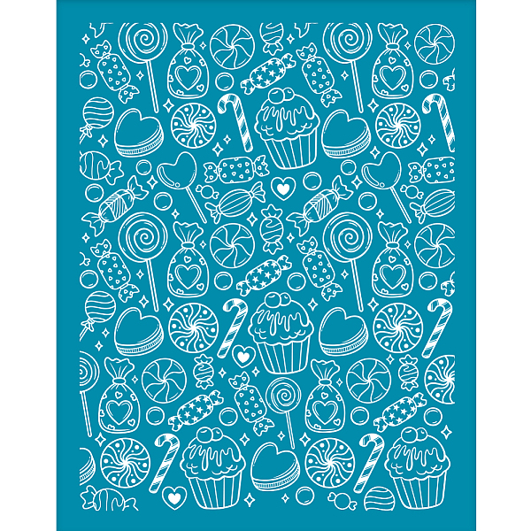 

PandaHall Silk Screen Printing Stencil, for Painting on Wood, DIY Decoration T-Shirt Fabric, Candy Pattern, 100x127mm Nylon Candy Cyan
